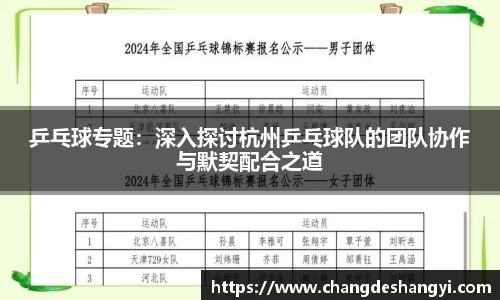乒乓球专题：深入探讨杭州乒乓球队的团队协作与默契配合之道